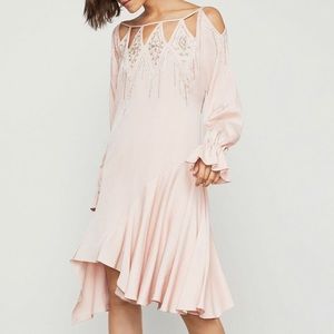 BCBGMAXAZRIA ROSE SMOKE EMBROIDERED CUTOUT DRESS